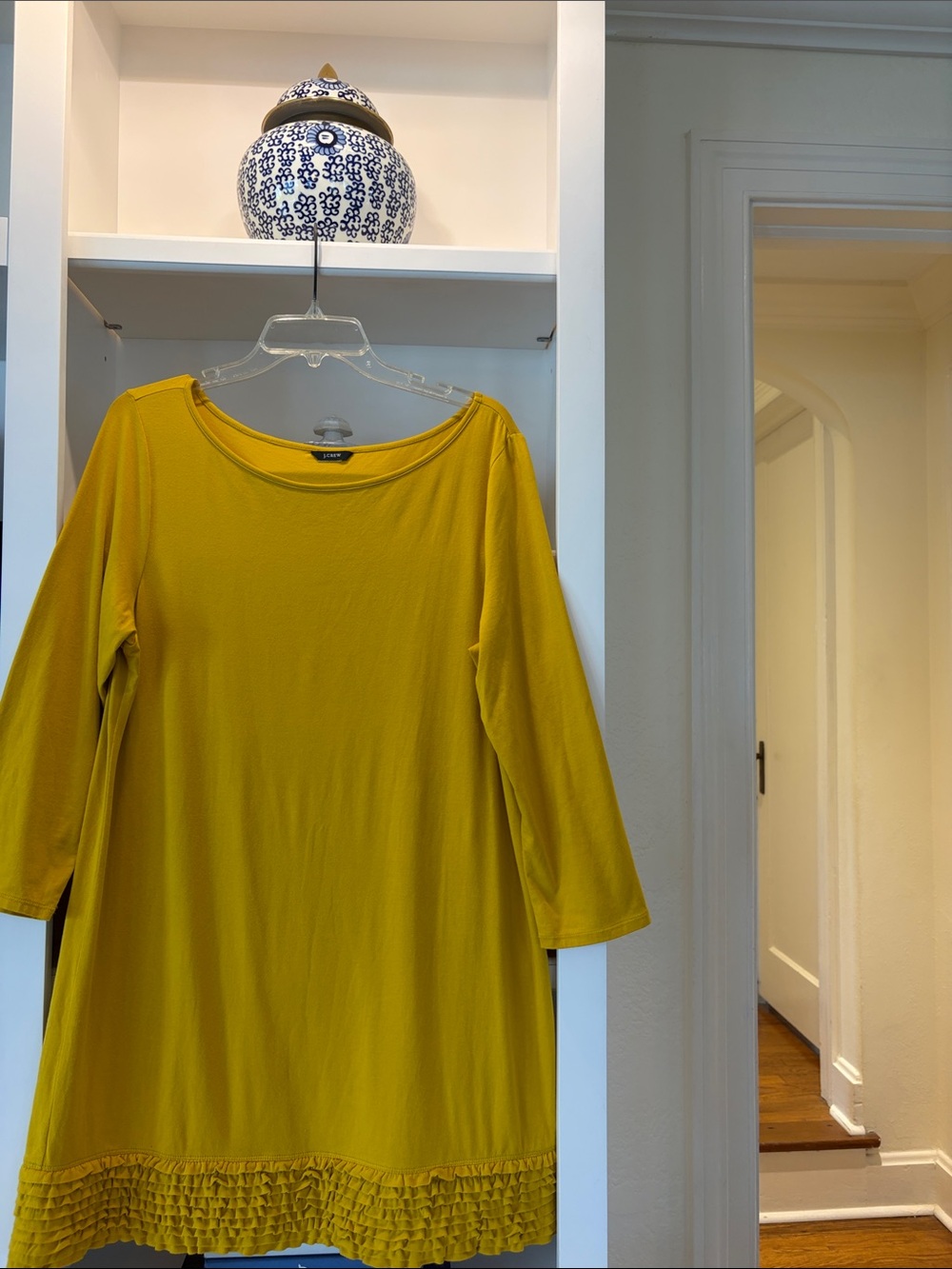 J Crew vintage three quarter sleeve ruffle trim Dress